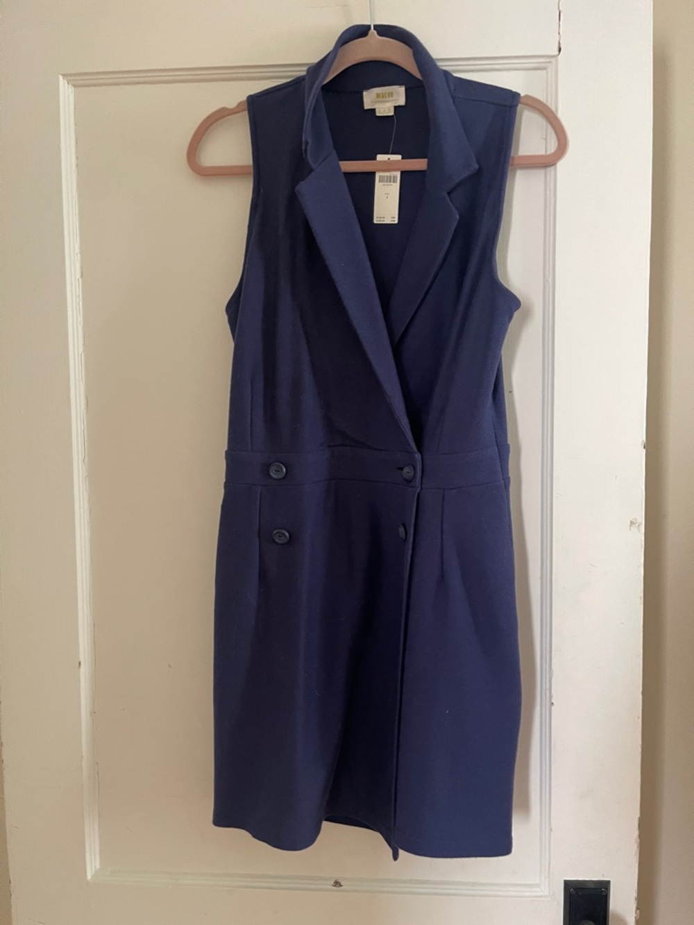 Anthropologie Maeve navy sleeveless blazer shorts romper
